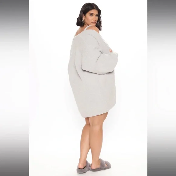 Fashion Nova Living In It Cozy 3-Piece Short Set - Heather Grey XS - NWT - Picture 7 of 8